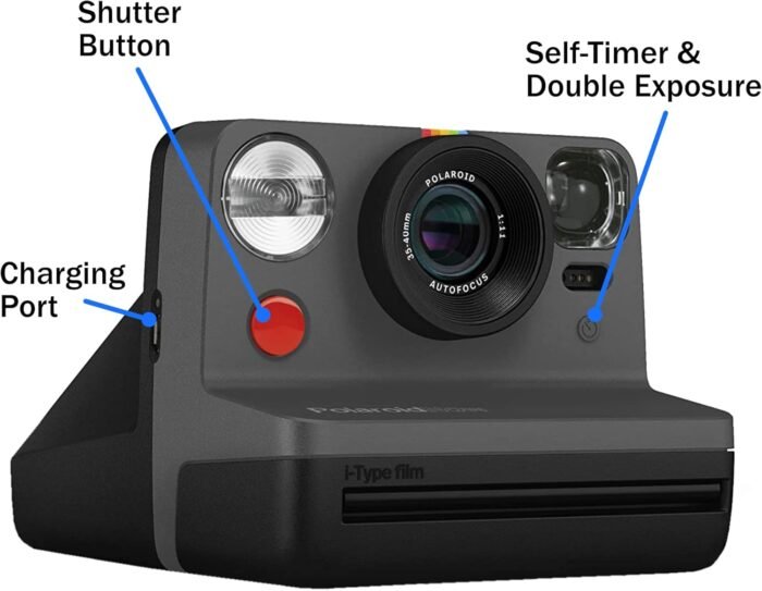 Now Gen 2 I-Type Instant Film Camera, Black, Film Photography, Print Instant Photo, Works with Polaroid Camera i-Type & 600 Film, Bundle with a Lumintrail Lens Cleaning Cloth - Image 2