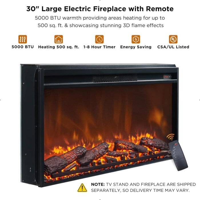 OKD 70" Fireplace TV Stand for 75 80 Inch TV, Farmhouse Highboy Entertainment Center with 30" Electric Fireplace &Sliding Barn Doors, 32" Tall Media Console Cabinet for Living Room, Reclaimed Barnwood - Image 3
