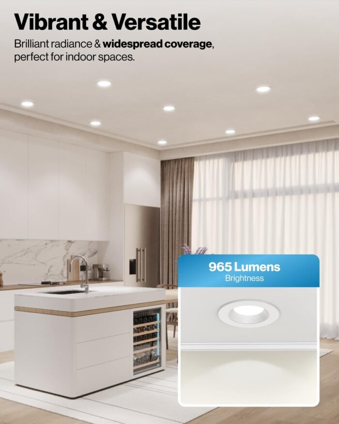 Sunco 5CCT Retrofit LED Recessed Lighting 6 Inch, 2700K/3000K/3500K/4000K/5000K Selectable, Dimmable Can Lights, Smooth Trim, 13W=75W, 965LM, Damp Rated, UL-Certified 4 Pack - Image 3