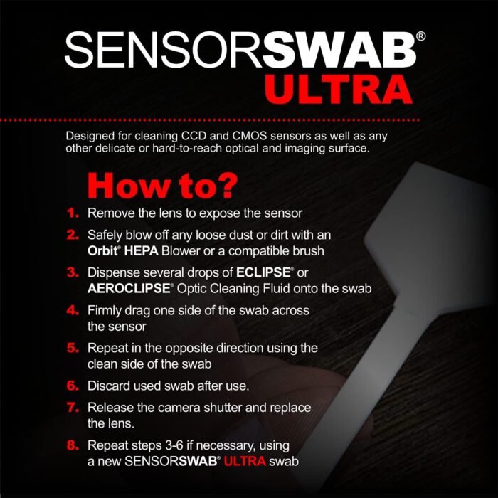 Sensor Cleaning Swab Kit - Eclipse Optic Cleaning Solution (0.5oz/15ml) + Type-2 Sensor Swab Ultra 17mm (Pack of 6) - for APS-C CMOS and CCD Sensors - Dust & Oil Remover - Image 8