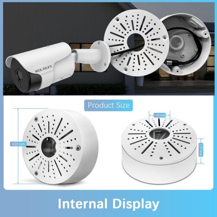 WEILAILIFE 【Compatible Almost All Cameras Type】 Universial Camera Junction Box Metal Universal Bullet Security Camera Junction Box Mount Bracket, Metal Indoor/Outdoor Camera Junction Box - Image 4