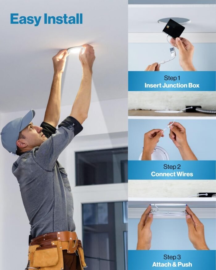 Sunco 12 Pack 4 Inch Ultra Thin LED Recessed Ceiling Lights Slim 2700K Soft White, Dimmable, 10W, Wafer Thin, Canless with Junction Box - Image 4