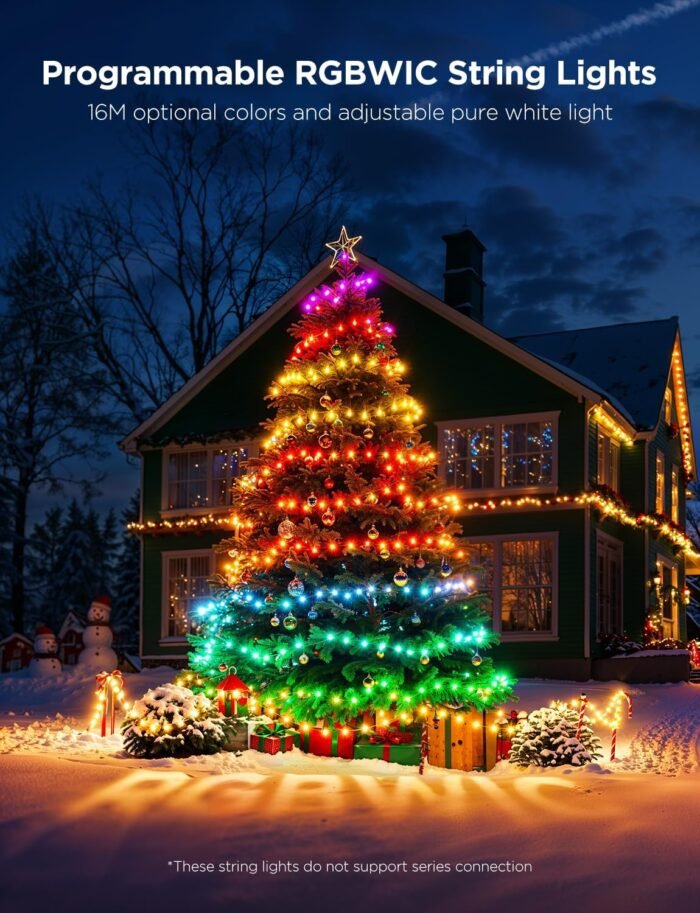 Govee Christmas Lights 2, RGBWIC 99FT 300LEDs Christmas Tree Lights with Shape Mapping Function, Smart Holiday String Lights for Christmas Decor, 130+ Preset Scenes, Voice and APP Control, Green Wire - Image 2