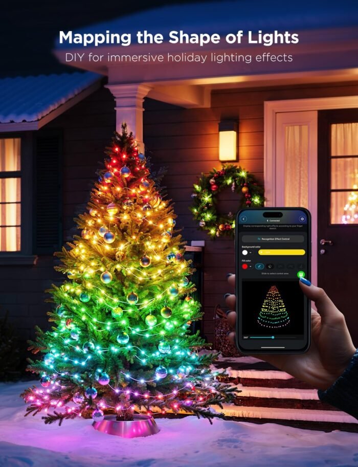Govee Christmas Lights 2, RGBWIC 99FT 300LEDs Christmas Tree Lights with Shape Mapping Function, Smart Holiday String Lights for Christmas Decor, 130+ Preset Scenes, Voice and APP Control, Green Wire - Image 5