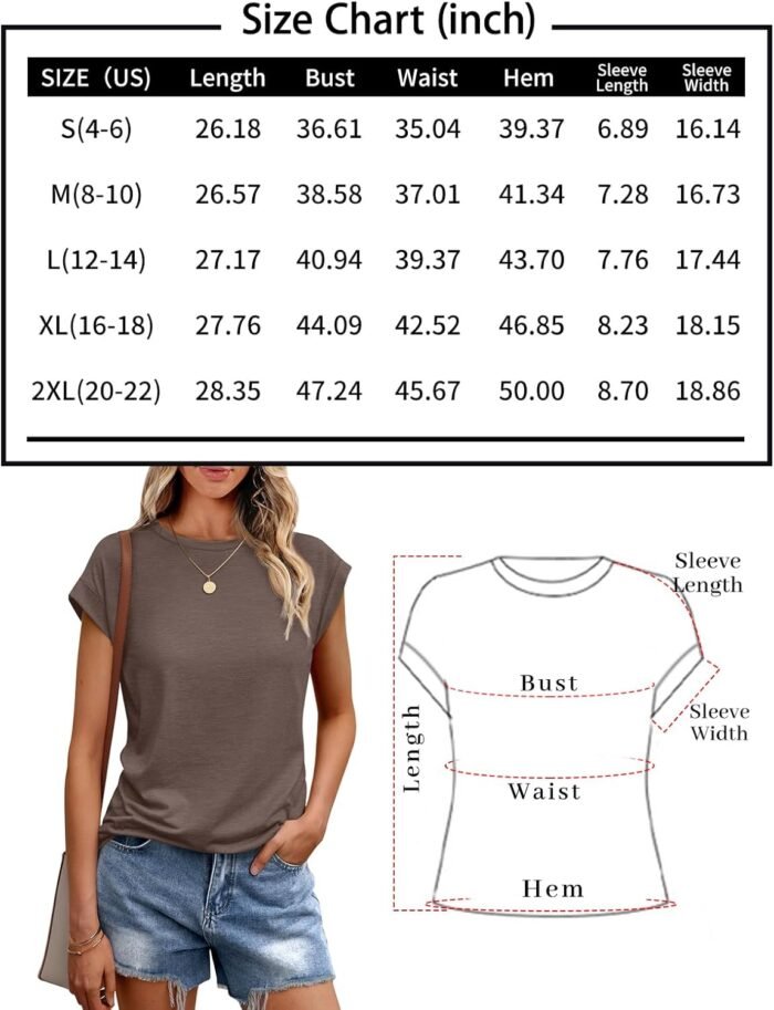 AUTOMET Womens Tops Summer Basic T Shirts Business Casual Loose Fit Cap Sleeve Tee Cute Clothes Trendy Fashion Outfits - Image 6