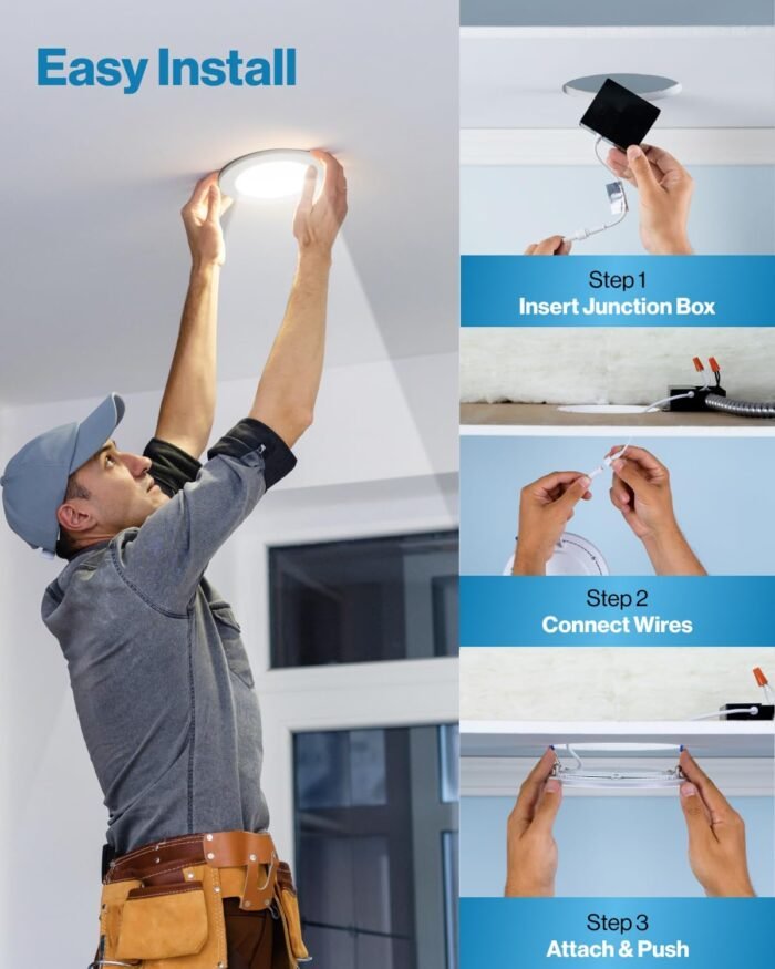 Sunco 2 Pack 6 Inch Ultra Thin LED Recessed Ceiling Lights, 5000K Daylight, Dimmable, 14W, Wafer Thin, Canless with Junction Box - Image 4