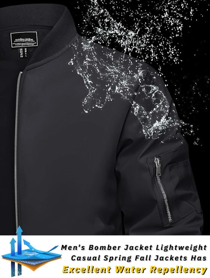 TACVASEN Men's Bomber Jacket Lightweight Casual Spring Fall Windbreaker Zip Up Coat with Pocket - Image 2