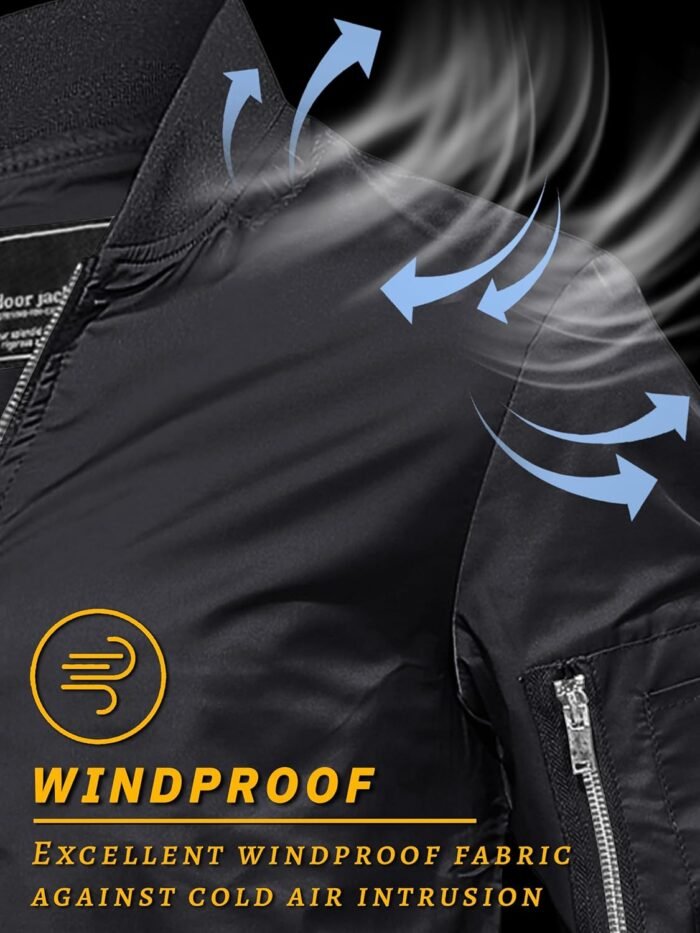 TACVASEN Men's Bomber Jacket Lightweight Casual Spring Fall Windbreaker Zip Up Coat with Pocket - Image 3