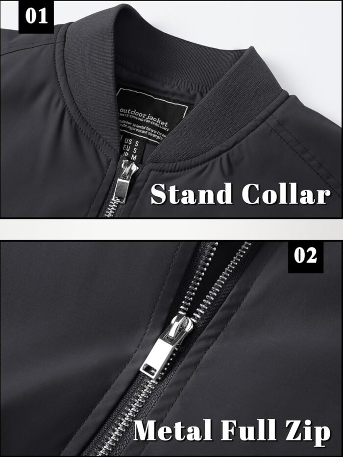 TACVASEN Men's Bomber Jacket Lightweight Casual Spring Fall Windbreaker Zip Up Coat with Pocket - Image 5