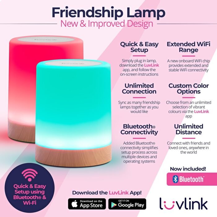 Friendship Lamps by LuvLink | New & Improved long-distance WiFi Friendship Lamp (Set of Two) - Image 2