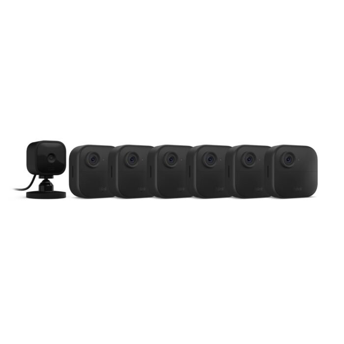 Blink Outdoor 4 (4th Gen) + Blink Mini – Smart security camera, two-way talk, HD live view, motion detection, set up in minutes, Works with Alexa – 6 camera system + Mini (Black) - Image 2