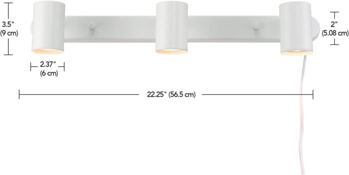 Globe Electric 60024 22" 3-Light Plug-in Track Lighting, Matte White, 15 Foot Cord, in-Line On/Off Rocker Switch, Kitchen, Bathroom, Home Essentials, Ceiling Light, Dorm, Dining Room, Hallway - Image 6