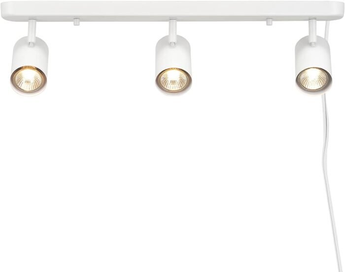Globe Electric 60024 22" 3-Light Plug-in Track Lighting, Matte White, 15 Foot Cord, in-Line On/Off Rocker Switch, Kitchen, Bathroom, Home Essentials, Ceiling Light, Dorm, Dining Room, Hallway - Image 2