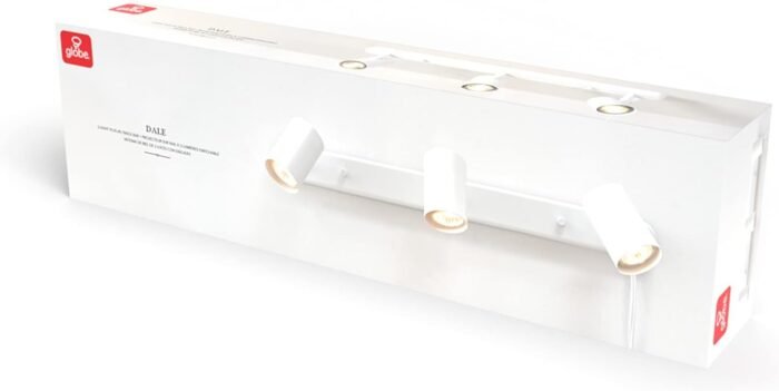 Globe Electric 60024 22" 3-Light Plug-in Track Lighting, Matte White, 15 Foot Cord, in-Line On/Off Rocker Switch, Kitchen, Bathroom, Home Essentials, Ceiling Light, Dorm, Dining Room, Hallway - Image 9