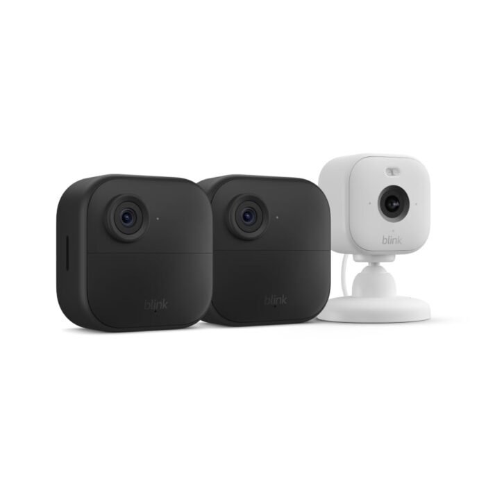 Blink Outdoor 4 + Blink Mini 2 — Smart security cameras, two-way talk, HD live view, motion detection, set up in minutes, Works with Alexa — 2 camera system + Mini 2 (White) - Image 2