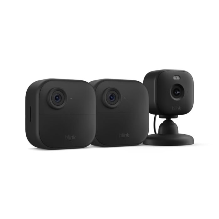 Blink Outdoor 4 + Blink Mini 2 — Smart security cameras, two-way talk, HD live view, motion detection, set up in minutes, Works with Alexa — 2 camera system + Mini 2 (Black) - Image 2