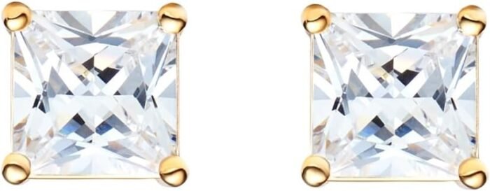 Amazon Essentials Plated Sterling Silver Cubic Zirconia Stud Earrings (Round & Princess) - Image 2