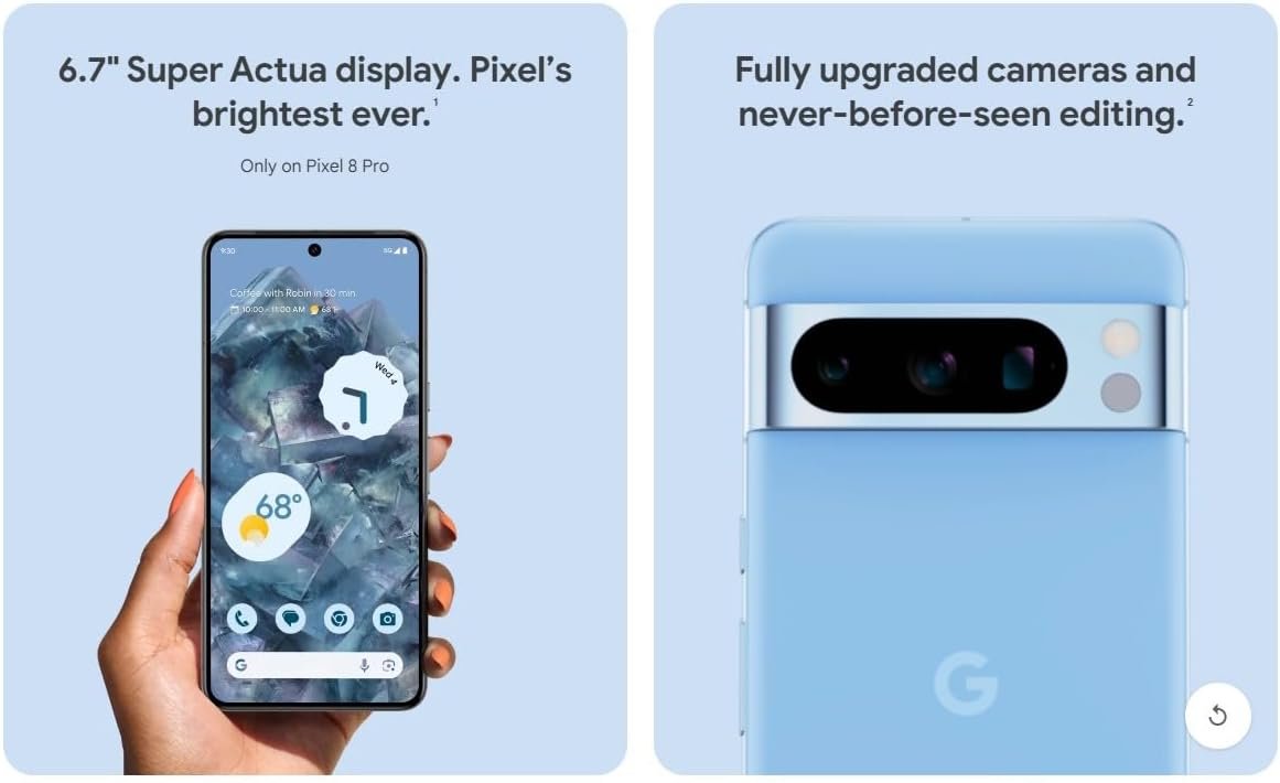 Google Pixel 8 Pro - Verizon Unlocked Android Smartphone with Telephoto Lens and Super Actua Display - 24-Hour Battery - Obsidian - 128GB (Renewed) - Image 4