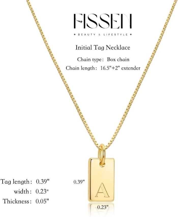 Initial Necklaces for Women 14K Gold Plated Letter Necklace Dainty Gold Name Necklace Personalized Initial Tag Pendant Necklace for Women Trendy Gold Jewelry - Image 5