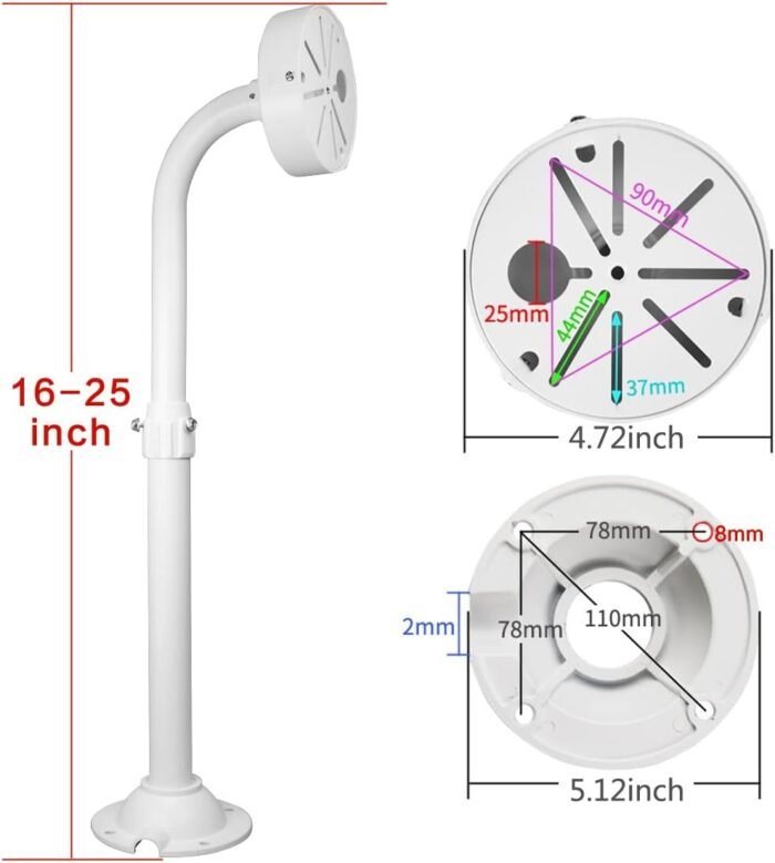 Security Camera Mount Bracket, Dome Camera Mount Universal Camera Wall Mounting Bracket/IP Camera for CCTV Security Camera, L Type (16-25 inch) - Image 3