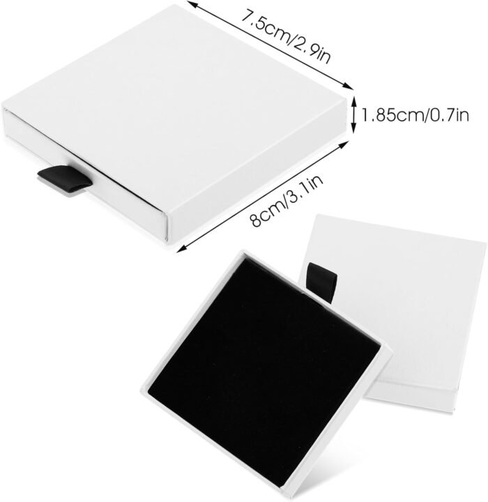 2Pcs Jewelry Gift Box Bracelet Gift Boxes Cardboard Jewelry Box Square Necklace Earring Bracelet Gift Box Kraft Organizer Storage Box for Jewellery (White) - Image 2