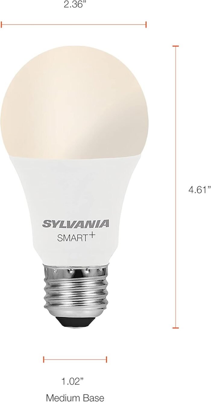 SYLVANIA Wifi LED Smart Light Bulb, 60W Equivalent Dimmable Soft White A19, Compatible with Alexa and Google Home Only - 4 Pack (75672) - Image 6