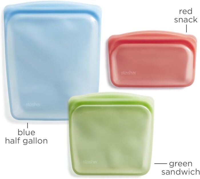 Stasher Premium Silicone Reusable Food Storage Bags, 3-Pack, Multi | Multi-Use Food Storage Bags, Lunch Bag, Travel Containers | BPA Free, Leak-free, Dishwasher-Safe, Eco-friendly - Image 5