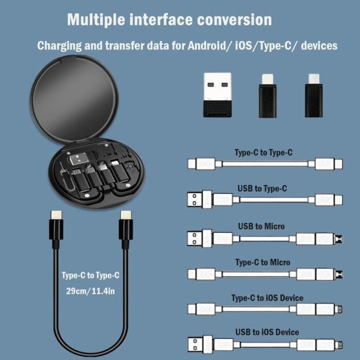 Yesimla USB C Adapter OTG Cable Kit, Multi Charging Cable Case Convertor USB C to iOS Device/Type C/Micro/USB A Adapter, Data Transfer Contains Card Slot for Traveling, Use as Phone Holder (Black) - Image 4