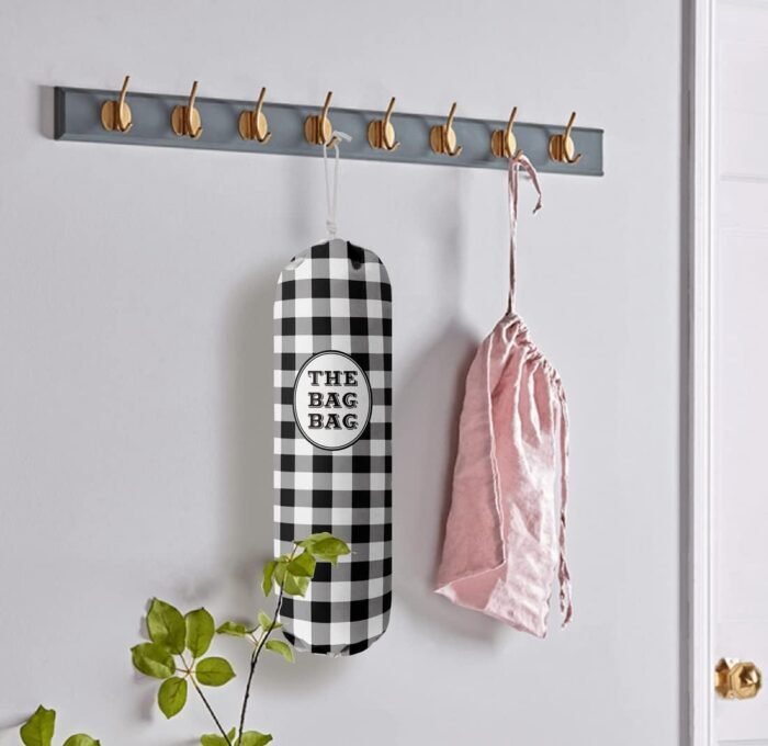 Black White Buffalo Check Plaid Grocery Bags Holder Organizer For Shopping Bags，Wall Mount Plastic Bags Storage Container Dispensers, Kitchen Housewarming Gifts For Women Family Friends Grandma Mom - Image 5