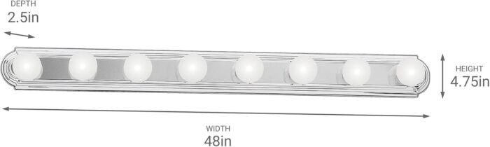 Kichler 5019CH, Bath and Vanity Wall Vanity Lighting, 8 Light, 480 Total Watts, Chrome,48-Inch White - Image 2