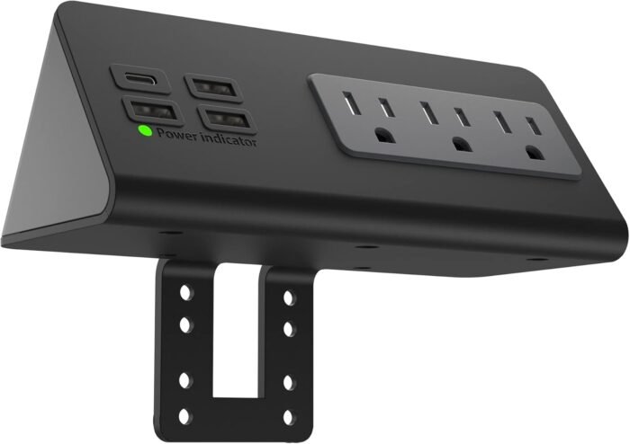 Nightstand Edge Mount Power Strip with USB-C Ports Tabletop Surge Protector Desk Clamp Power Sockets with 3 AC Outlets &4 Fast Charging USB Ports for Home Office Hotel and Dormitory - Image 8