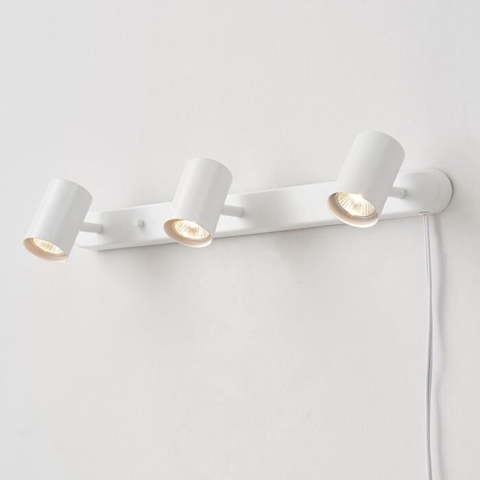 Globe Electric 60024 22" 3-Light Plug-in Track Lighting, Matte White, 15 Foot Cord, in-Line On/Off Rocker Switch, Kitchen, Bathroom, Home Essentials, Ceiling Light, Dorm, Dining Room, Hallway - Image 3