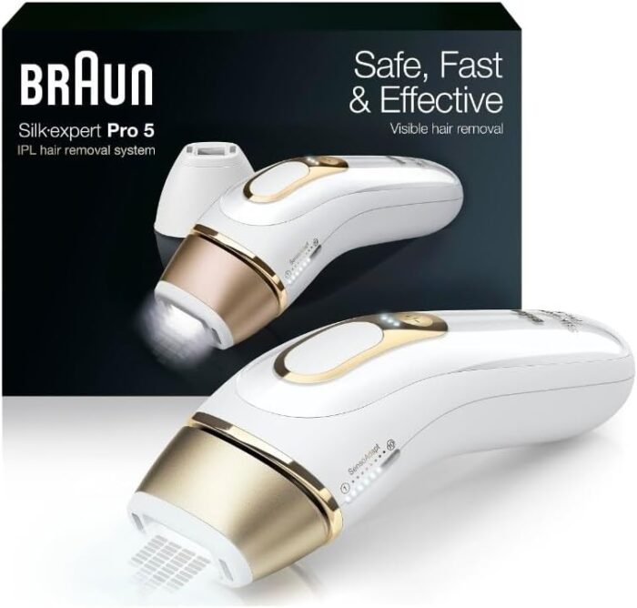 Braun IPL Long-Lasting Hair Removal for Women and Men, Silk Expert Pro 5 PL5137 with Venus Swirl Razor, Long-Lasting Reduction in Hair Regrowth for Body & Face, Corded, PL5137