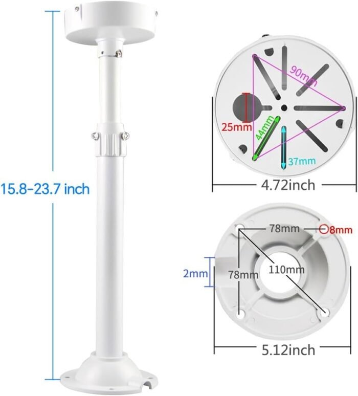 Security Camera Mount Bracket, Dome Camera Mount Universal Camera Wall Mounting Bracket/IP Camera for CCTV Security Camera, I Type Telescopic Adjustable (16.2-25.2 inch) - Image 2