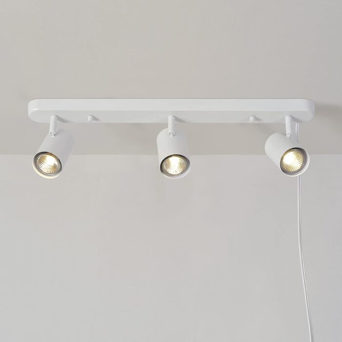 Globe Electric 60024 22" 3-Light Plug-in Track Lighting, Matte White, 15 Foot Cord, in-Line On/Off Rocker Switch, Kitchen, Bathroom, Home Essentials, Ceiling Light, Dorm, Dining Room, Hallway - Image 7