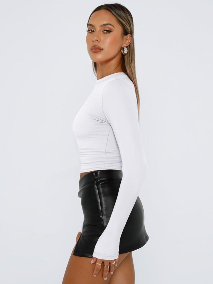 AUTOMET Womens Long Sleeve Shirts Basic Crop Tops Going Out Fall Fashion Slim Fit Y2K Tops 2024 - Image 3