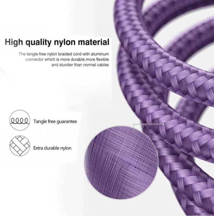 LAX Gadgets USB C Cable - Nylon Braided USB-C Charging Cable & Data Transferring - USB A to USB C Compatible, Google Pixel, Apple MacBook & Samsung Galaxy Phones - 6ft - Lilac (USBC6LIL) - Image 4