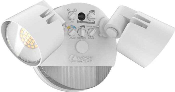 Lithonia Lighting HGX LED 2RH ALO SWW2 120 PIR WH M2 HomeGuard Security Flood Lights 2150-2600 Lumens, 2-Light, Photocell Sensor and Motion Detection, White