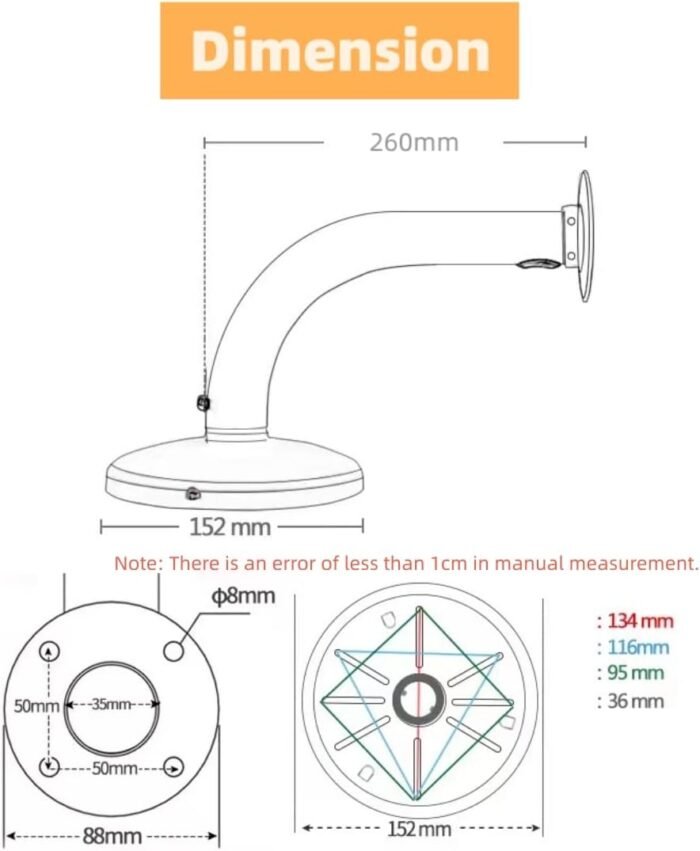260MM L-Type Aluminum Alloy Outdoor Security Camera Mount Bracket, Dome Camera Mount Universal Camera Wall Mounting Bracket/IP Camera for CCTV Security Camera - Image 2