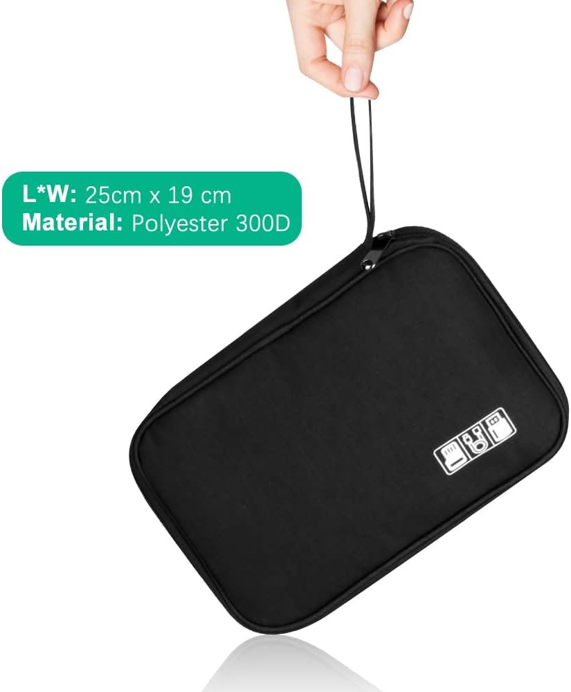 HCFGS Electronics Organizer Travel Case,Travel Cord Organizer Travel Cable Organizer Bag,Charger Organizer,Tech Organizer as Travel Accessories for Charger,Phone,Hard Drive,USB Cable-Black - Image 5