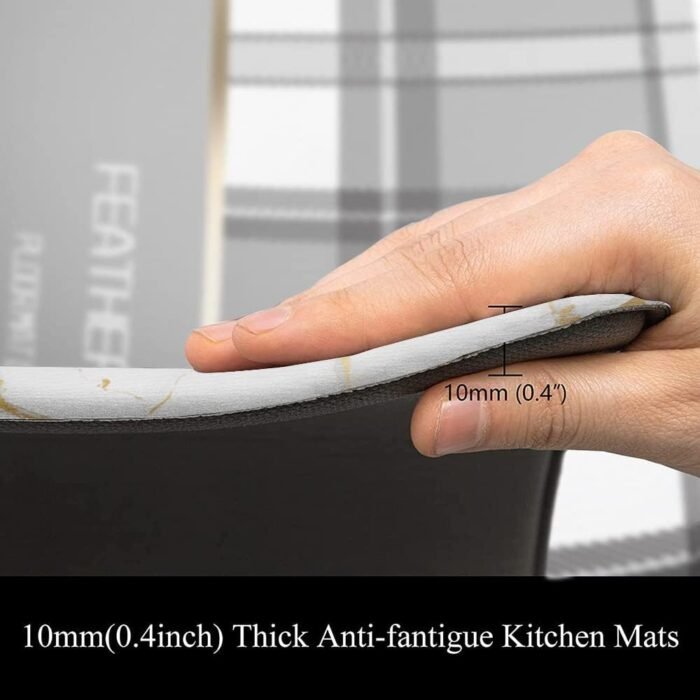 Mrcrypos Gold White Kitchen Rugs Cushioned Anti Fatigue 2 PCS Marble Kitchen Mats PVC Non Slip Waterproof Kitchen Mats for Floor Sink Laundry Office - Image 4