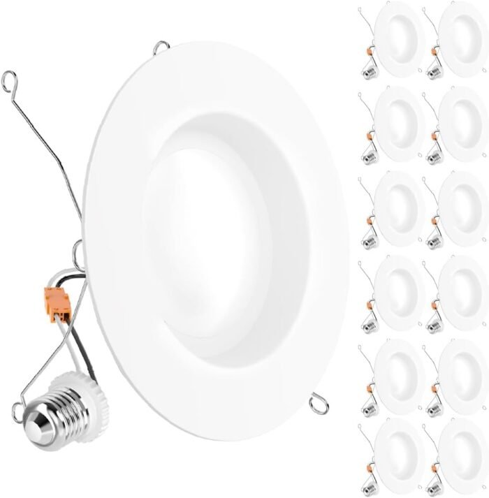 Sunco 12 Pack Retrofit LED Recessed Lighting 6 Inch, 6000K Daylight Deluxe, Dimmable Can Lights, Smooth Trim, 13W=75W, 965 LM, Damp Rated - UL Listed