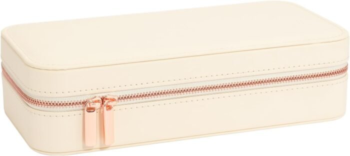 Travel Jewelry Case, Small Jewelry Organizer Box Portable Jewellery Box for Rings Earrings Necklaces Bracelets, Beige C - Image 7