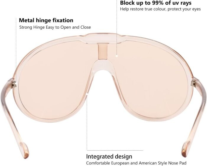 Trendy Oversized Sunglasses for Women Men Fashion Shield Aviator Sun Glasses UV400 Protection Goggles - Image 6