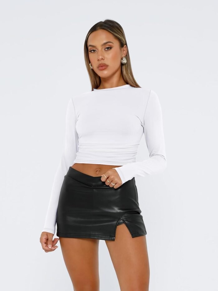 AUTOMET Womens Long Sleeve Shirts Basic Crop Tops Going Out Fall Fashion Slim Fit Y2K Tops 2024 - Image 2