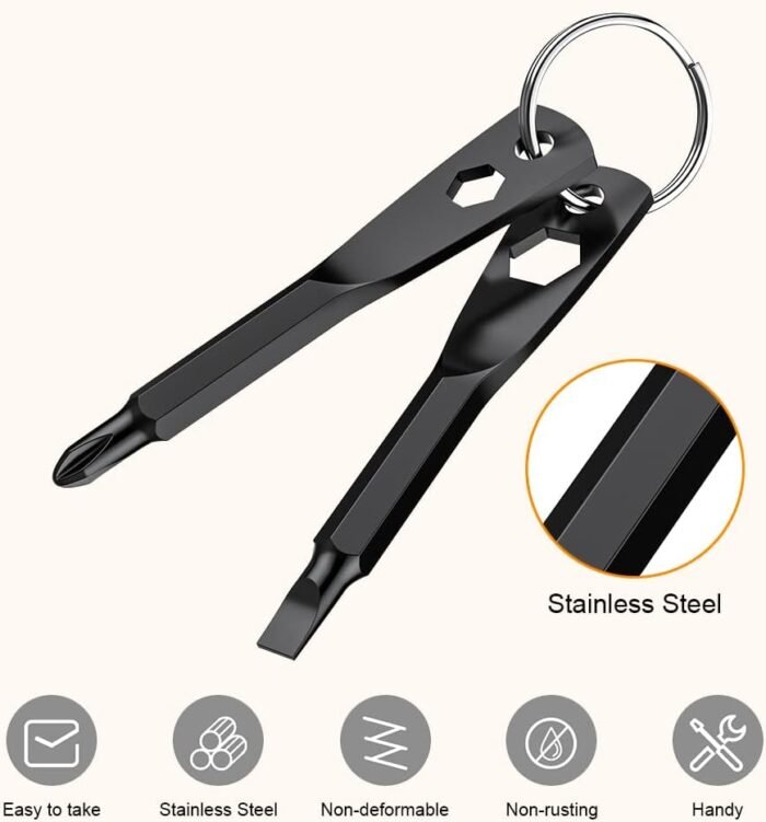 Keychain Screwdriver Tool Gifts for Men, KUSONKEY Christmas Gifts Stocking Stuffers for Men, 4-in-1 Screwdriver Bit with Phillips,Slotted and Hex Wrench Cool Gadgets - Image 4