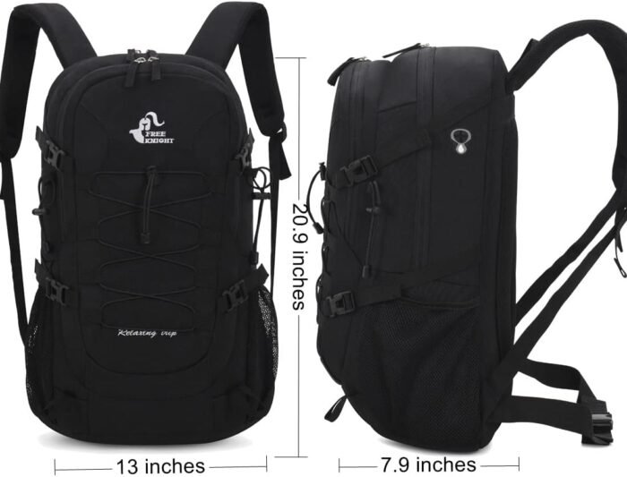 Bseash 40L Waterproof Hiking Backpack with Rain Cover, Outdoor Sport Travel Bag Daypack for Camping Climbing Skiing Cycling (Black) - Image 2