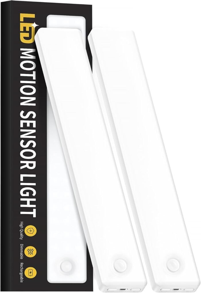 Under Cabinet Lighting Wireless, Motion Sensor Light Indoor, Rechargeable Closet Lights Battery Operated, LED Lights for Bedroom, Under Counter Lights for Kitchen White Color