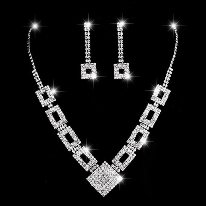 Unicra Crystal Bridal Wedding Jewelry Set Silver Rhinestone Necklace Earrings Bracelet Sets Formal Costume Jewelry for Women and Brides - Image 8