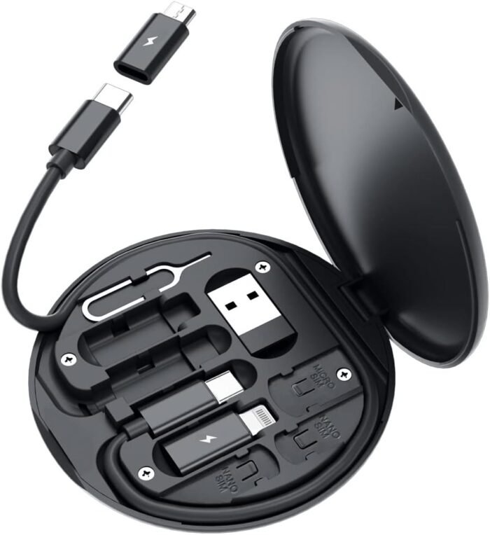 Yesimla USB C Adapter OTG Cable Kit, Multi Charging Cable Case Convertor USB C to iOS Device/Type C/Micro/USB A Adapter, Data Transfer Contains Card Slot for Traveling, Use as Phone Holder (Black) - Image 8